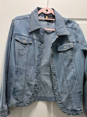 Christine Alexander Light Wash Denim Jacket with Rhinestone Accents